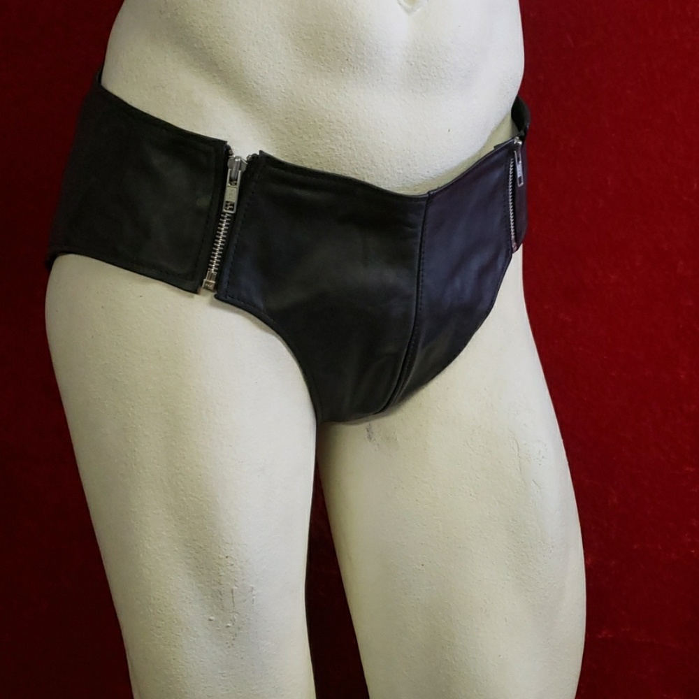 Leather Double Zip Brief